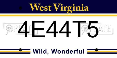4E44T5 West Virginia License Plate