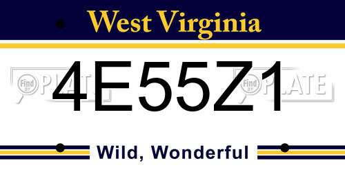 4E55Z1 West Virginia License Plate