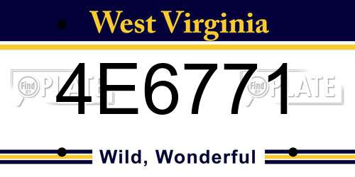 4E6771 West Virginia License Plate