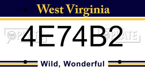 4E74B2 West Virginia License Plate