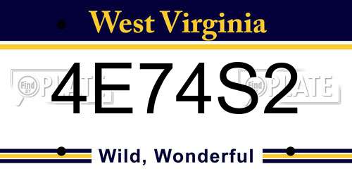 4E74S2 West Virginia License Plate