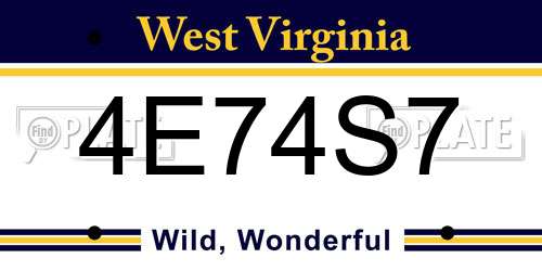 4E74S7 West Virginia License Plate