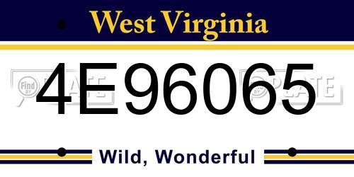 4E96065 West Virginia License Plate