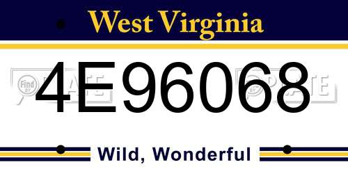 4E96068 West Virginia License Plate