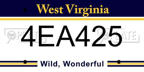 4EA425 West Virginia License Plate