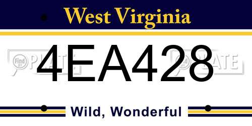 4EA428 West Virginia License Plate