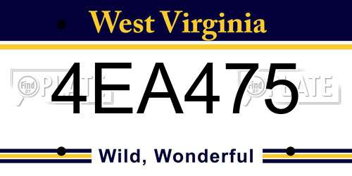 4EA475 West Virginia License Plate