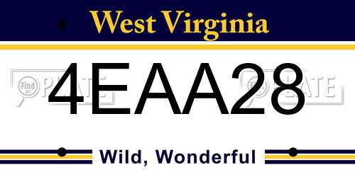 4EAA28 West Virginia License Plate