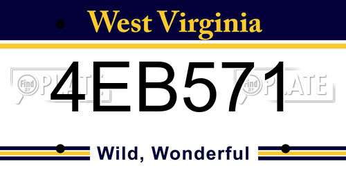 4EB571 West Virginia License Plate