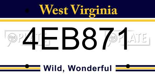 4EB871 West Virginia License Plate