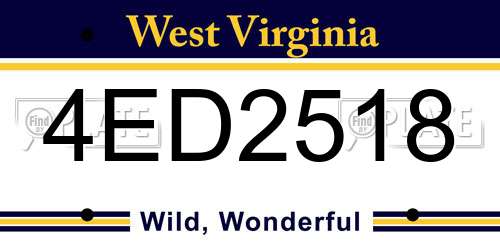 4ED2518 West Virginia License Plate