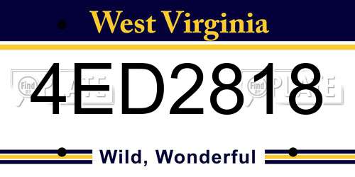 4ED2818 West Virginia License Plate