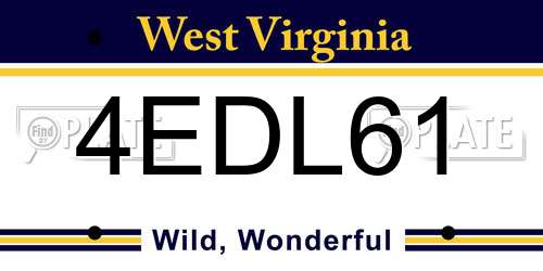 4EDL61 West Virginia License Plate
