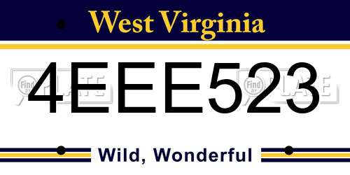 4EEE523 West Virginia License Plate