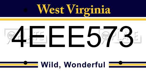 4EEE573 West Virginia License Plate