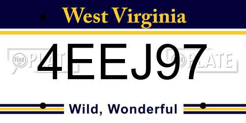 4EEJ97 West Virginia License Plate