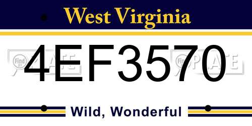 4EF3570 West Virginia License Plate