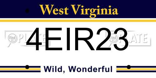 4EIR23 West Virginia License Plate