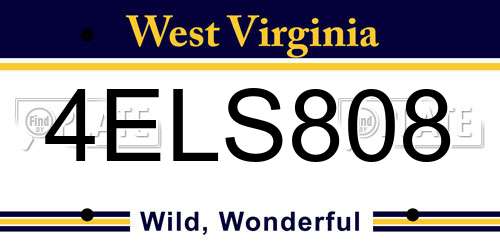 4ELS808 West Virginia License Plate