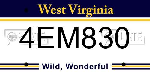 4EM830 West Virginia License Plate