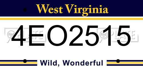 4EO2515 West Virginia License Plate