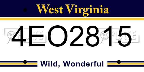 4EO2815 West Virginia License Plate