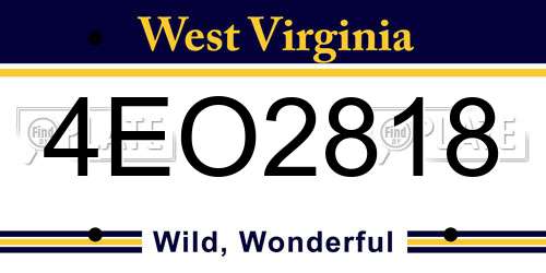 4EO2818 West Virginia License Plate