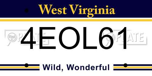 4EOL61 West Virginia License Plate