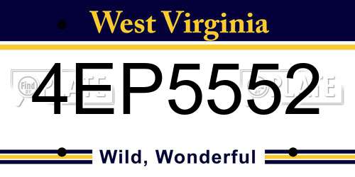 4EP5552 West Virginia License Plate