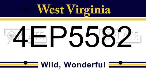 4EP5582 West Virginia License Plate