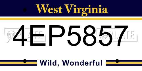 4EP5857 West Virginia License Plate
