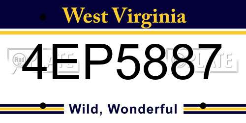 4EP5887 West Virginia License Plate