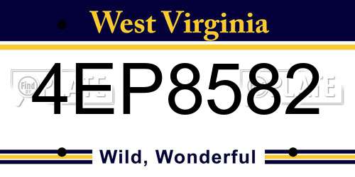 4EP8582 West Virginia License Plate