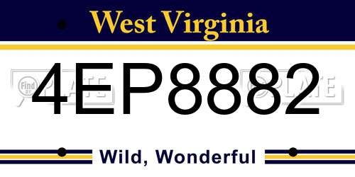 4EP8882 West Virginia License Plate