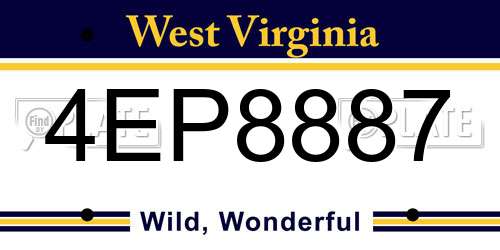 4EP8887 West Virginia License Plate