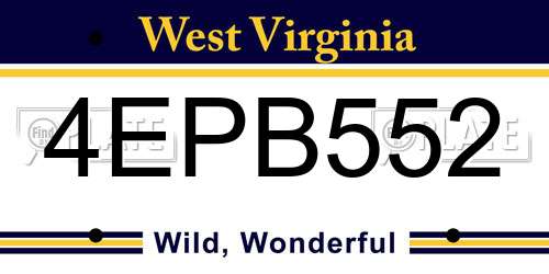 4EPB552 West Virginia License Plate