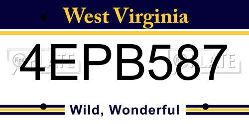 4EPB587 West Virginia License Plate