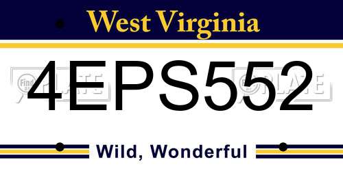 4EPS552 West Virginia License Plate