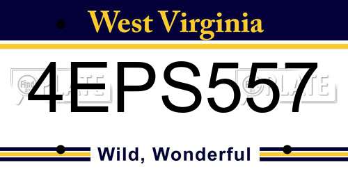 4EPS557 West Virginia License Plate