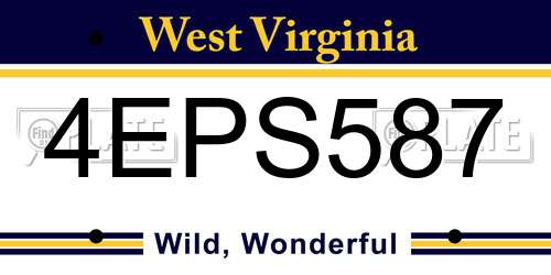 4EPS587 West Virginia License Plate