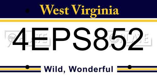 4EPS852 West Virginia License Plate