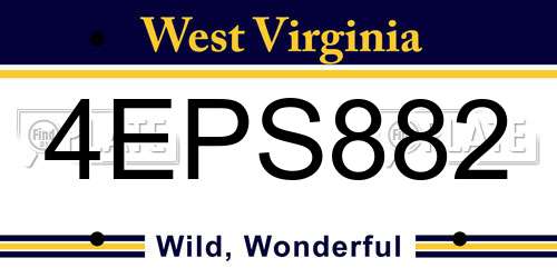 4EPS882 West Virginia License Plate