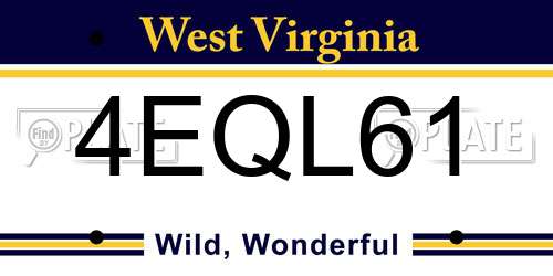 4EQL61 West Virginia License Plate