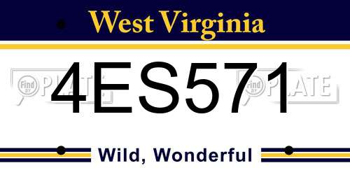 4ES571 West Virginia License Plate
