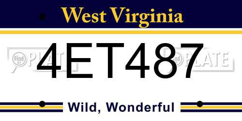 4ET487 West Virginia License Plate