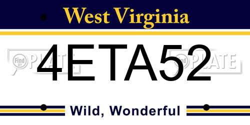 4ETA52 West Virginia License Plate
