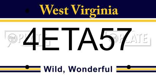 4ETA57 West Virginia License Plate