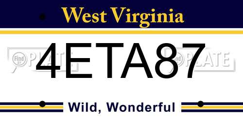 4ETA87 West Virginia License Plate