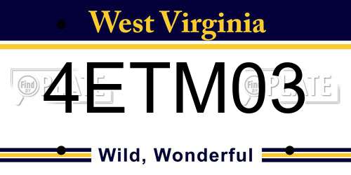 4ETM03 West Virginia License Plate