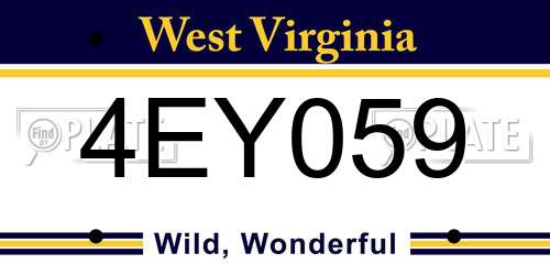 4EY059 West Virginia License Plate